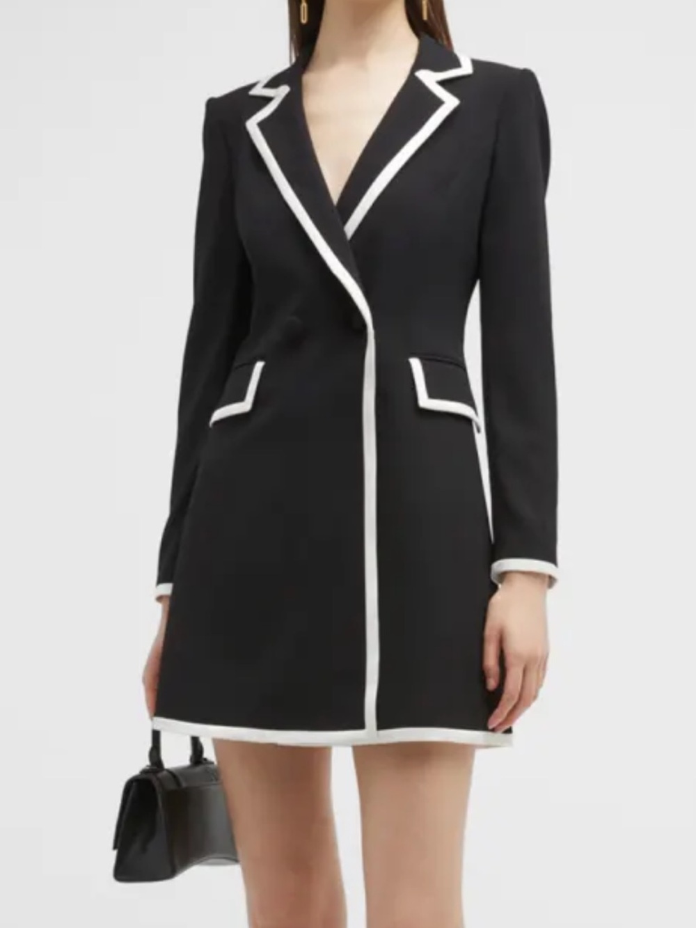 Alice + Olivia Tuxedo Jacket Dress with White Piping